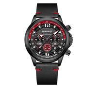 FORSINING Herren-Quarzuhr Casual Sport Chronograph Herrenuhren Leder Wasserdicht Mode Business Analog Datumsanzeige, blau, Gurt