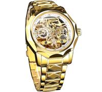 FORSINING Herren Skelett Automatik Mechanische Uhr mit Diamantschliff 12-seitige Lünette & Freiliegende Zahnräder & Tourbillon Design Einzigartige Rhombus-Link Edelstahl Armband Selbstaufzug