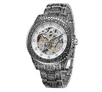 FORSINING Herren Skelett Gravur Uhr Automatikuhr für Männer Wasserdicht Selbstaufzug Armbanduhr, Armband