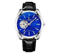 FORSINING Herren Uhr Skelett Automatische Herren Armbanduhr Großes Zifferblatt Mechanische Business Uhren Edelstahl Wasserdicht Leuchtend, blau2