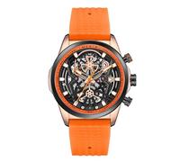 FORSINING Männer Automatikuhr,Luxus Skelett Retro Big Dial Männer Mechanische Armbanduhr Selbstaufzug Casual Analog Datum Leuchtend,Orange