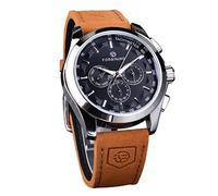 FORSINING Mechanische Armbanduhr für Herren, automatisch, selbstaufziehend, Militäruhr, echtes Lederband, wasserdicht, leuchtend, lässig, Business, Schwarz , Armband
