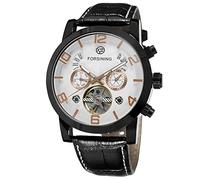 FORSINING Men's Automatic Movement Analog Tourbillon Luxury Watch with Leather Strap FSG165M3B1