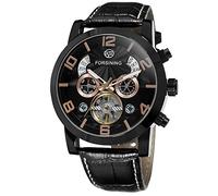 FORSINING Men's Automatic Movement Analog Tourbillon Luxury Watch with Leather Strap FSG165M3B2