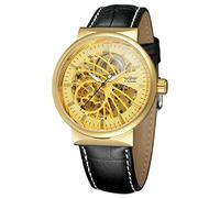FORSINING Men's Automatic Skeleton Leather Strap Water-resistant Watch with Analogue WRG8126M3G1