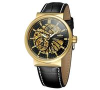 FORSINING Men's Automatic Skeleton Leather Strap Water-resistant Watch with Analogue WRG8126M3G2