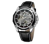 FORSINING Men's Skeleton Automatic Movement Analogue Dial Watch with Leather Strap FSG8130M3S2