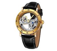 FORSINING Men's Unique Luxury Automatic Movement Leather Strap Skeleton Analog Watch FSG9418M3T1