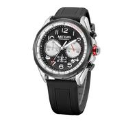 FORSINING Mode Herren Armbanduhr Chronograph Casual Sport Armbanduhr Silikon Armband Quarz Analog Militär Uhren Wasserdicht Datumsanzeige, Schwarz , Gurt