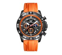 FORSINING Modische Herren-Armbanduhr, Chronograph, lässig, Sport, Quarzuhren, Silikonarmband, Mondphasen-Design, großes Zifferblatt, analog, Datum, Orange, Armband