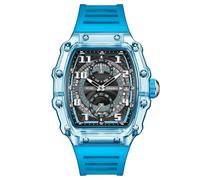 FORSINING Modische Quarzuhr für Herren, Silikonarmband, lässiger Chronograph, Sport-Armbanduhr, analog, Datumsanzeige, wasserdicht, Militäruhren, blau