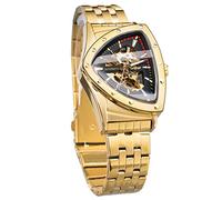 Forsining Skelettuhr, Herrenuhr, automatische mechanische Uhr mit leuchtendem dreieckigem Zifferblatt, Handaufzug, Edelstahl- oder weiches Silikonarmband
