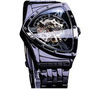 FORSINING Triangle Skelett Herren Automatische Mechanische Uhr - Luxus Gold Schwarz Edelstahl Wasserdicht Leuchtende Sport Armbanduhr, Rund, Skelettuhr