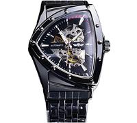 FORSINING Triangle Skelett Herren Automatische Mechanische Uhr - Luxus Gold Schwarz Edelstahl Wasserdicht Leuchtend Sport Armbanduhr, Modern