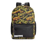 Fortnite Unisex Kinder Rucksack mit schwarzem und gelbem Logo | Schultasche mit Reißverschluss für Bücher & Zubehör | Grafikdruck-Design | Back to School Essentials Merch
