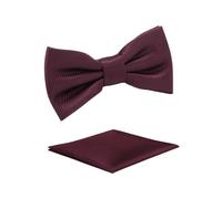 fortunatever Solide vorgebundene Fliege für Jungen, verstellbare Smokingfliege für Jungen, in mehreren Farben (27,9 - 48,3 cm), Burgunderrote Fliege und Einstecktuch, Einheitsgröße