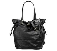 forty° Shopper Echt Leder Damen Made in Italy, Umhängetasche aus Leder, Handtasche mit Kordelzug, erweiterbarer Shopper