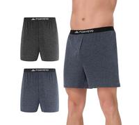 FORVEVO Merino Unterwäsche Herren, Atmungsaktiv Merinowolle Unterhosen Männer Weit, Bequeme Weiche Feuchtigkeitsregulierung Merino Lange Boxershorts mit Elastischen Bund 2er Pack (Multicolor01,Gr.XL)