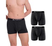 FORVEVO Merinowolle Unterwäsche Herren, Atmungsaktiv Merinowolle Unterhosen Männer, Bequeme Weiche Feuchtigkeitsregulierung Geruchsfreie Boxershorts mit Elastischen Bund 2er Pack (Dunkelgrau,Gr.L)