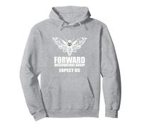 Forward Observations Group Todeskopf Motte mit Totenkopf Pullover Hoodie, Unisex für Erwachsene, Grau Meliert, XXL