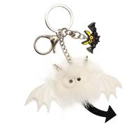 Fosrion Luxuriöser Wasser-Nerzfell-Fledermaus-Monster-Taschen-Charm mit glänzender Zinklegierung Schlüsselanhänger, Weiss/opulenter Garten, Small