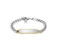 Fossil Drew Herrenarmband aus Edelstahl mit Karabinerverschluss, Glänzendes Silber und Goldton