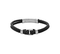 Armband FOSSIL "VINTAGE CASUAL, JF04202040, JF04203040" Armbänder Gr. Edelstahl-Leder, schwarz (edelstahlfarben, schwarz) Fossil aus Edelstahl + Leder (70537149-0)
