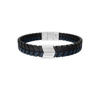 Armband FOSSIL "Schmuck Geschenk Edelstahl Leder Armschmuck Armkette Jewelry", blau, schwarz, edelstahlfarben, Armbänder, Damen, 21,5cm, Edelstahl Leder, Edelstahl, Leder, Armband (77219608-0) blau, s