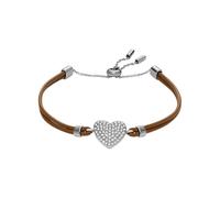 Armband FOSSIL "SADIE, JF04675040" Armbänder Gr. Edelstahl-Leder, braun (edelstahlfarben, braun) Damen Armbänder Silber (76890158-0)