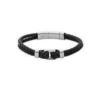 Armband FOSSIL "VINTAGE CASUAL, JF04202040, JF04203040" Armbänder Gr. Edelstahl-Leder, schwarz (edelstahlfarben, schwarz) Fossil aus Edelstahl + Leder (70537149-0)