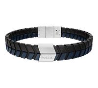 Armband FOSSIL "Schmuck Geschenk Edelstahl Leder Armschmuck Armkette Jewelry", blau, schwarz, edelstahlfarben, Armbänder, Damen, 21,5cm, Edelstahl Leder, Edelstahl, Leder, Armband (77219608-0) blau, s