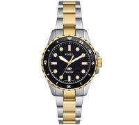 Fossil Blue Dive Uhr für Damen, Quarzwerk mit Edelstahl- oder Lederarmband Silberton und Schwarz