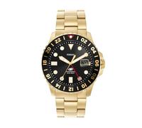 Fossil Blue uhr für Herren, GMT Uhrwerk mit Edelstahl- oder Lederarmband, Gold-Ton, 46MM