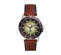 Fossil Blue Uhr für Herren, Quarzwerk mit Edelstahl- oder Lederarmband, Hellbraun, 42MM