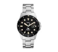 Fossil Blue uhr für Herren, Quarzwerk mit Edelstahl- oder Lederarmband, Schwarz und Silberton, 42MM