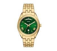 Quarzuhr FOSSIL "CAMPBELL", gelbgoldfarben, grün, Armbanduhren, Damen, Quarzuhr, Armbanduhr, Herrenuhr, Edelstahlarmband, analog, Tag, Wochentag (41264642-0) gelbgoldfarben, grün