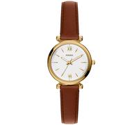 Fossil Carlie Watch für Damen, Goldfarbenes Quarz-Dreizeigerwerk mit Edelstahlarmband