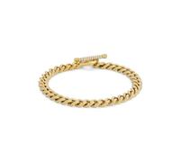 Armband FOSSIL "Schmuck Geschenk Edelstahl CARLIE T-BAR", gelbgoldfarben, kristallweiß, kristallweiß, Armbänder, Damen, 18,5cm, Edelstahl, Armband, mit Glasstein (24452306-0) gelbgoldfarben, kristallw