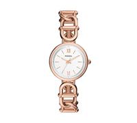 Fossil Carlie Uhr für Damen, Quarzwerk mit Edelstahl- oder Lederarmband Heller Pfirsich