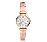 Fossil Carlie Uhr für Damen, Quarzwerk mit Edelstahl- oder Lederarmband Rose-Gold-Ton