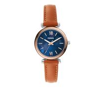 Fossil Carlie Watch for Women, Quartz Three Hand Movement with Leather Strap