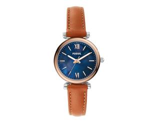 Fossil Carlie Watch for Women, Quartz Three Hand Movement with Leather Strap