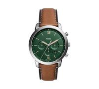 Fossil Neutra uhr für Herren, Chronographenwerk mit Edelstahl- oder Lederarmband, Grün und Braun, 44MM