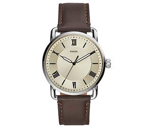 Fossil Copeland Uhr für Herren, Quarzwerk mit Edelstahl- oder Lederarmband, Silberfarben, 42MM