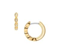 Paar Creolen FOSSIL "Schmuck Geschenk Edelstahl ELLIS", gelbgoldfarben, edelstahlfarben, kristallweiß, kristallweiß, Ohrringe, Damen, Edelstahl, mit Glasstein (35634110-0) gelbgoldfarben, edelstahlfar