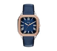 Quarzuhr FOSSIL "CROSBY", blau, rosegoldfarben, Armbanduhren, Herren, Quarzuhr, Armbanduhr, Herrenuhr, Lederarmband, analog, Tag (10211863-0) blau, rosegoldfarben