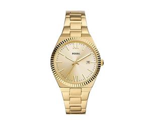 Fossil Damen-Armbanduhr Scarlette Quarz Edelstahl Dreizeiger Farbe: Gold (Modell: ES5299)
