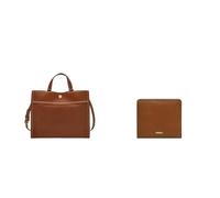 FOSSIL Damen Carmen Braune Ledertasche und Logan Portemonnaie, Set