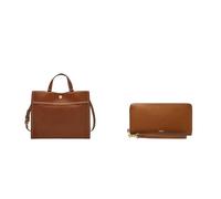 FOSSIL Damen Carmen Braune Ledertasche und Logan Portemonnaie, Set