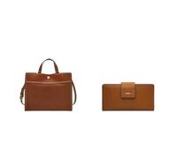 FOSSIL Damen Carmen Braune Ledertasche und Logan Portemonnaie, Set